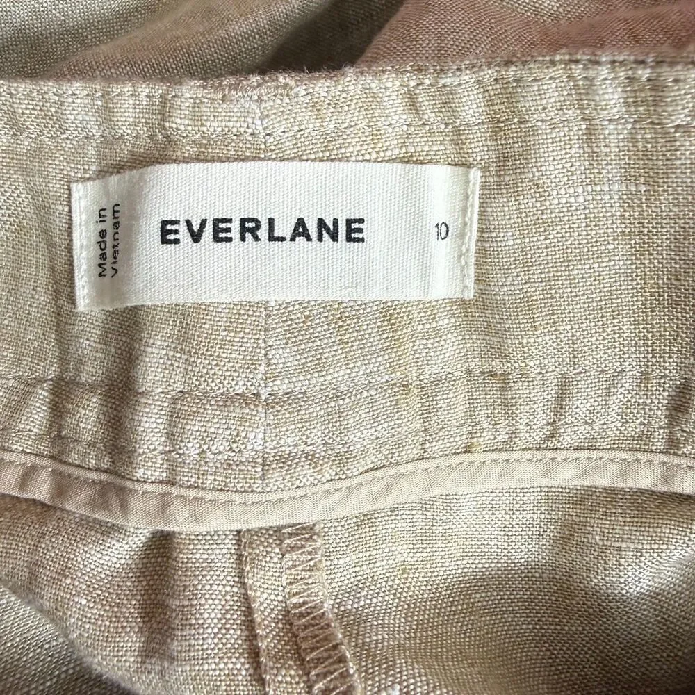 EVERLANE The Linen Way High Drape Pant 10 Cornstalk Chambray Wide Leg NWT B96